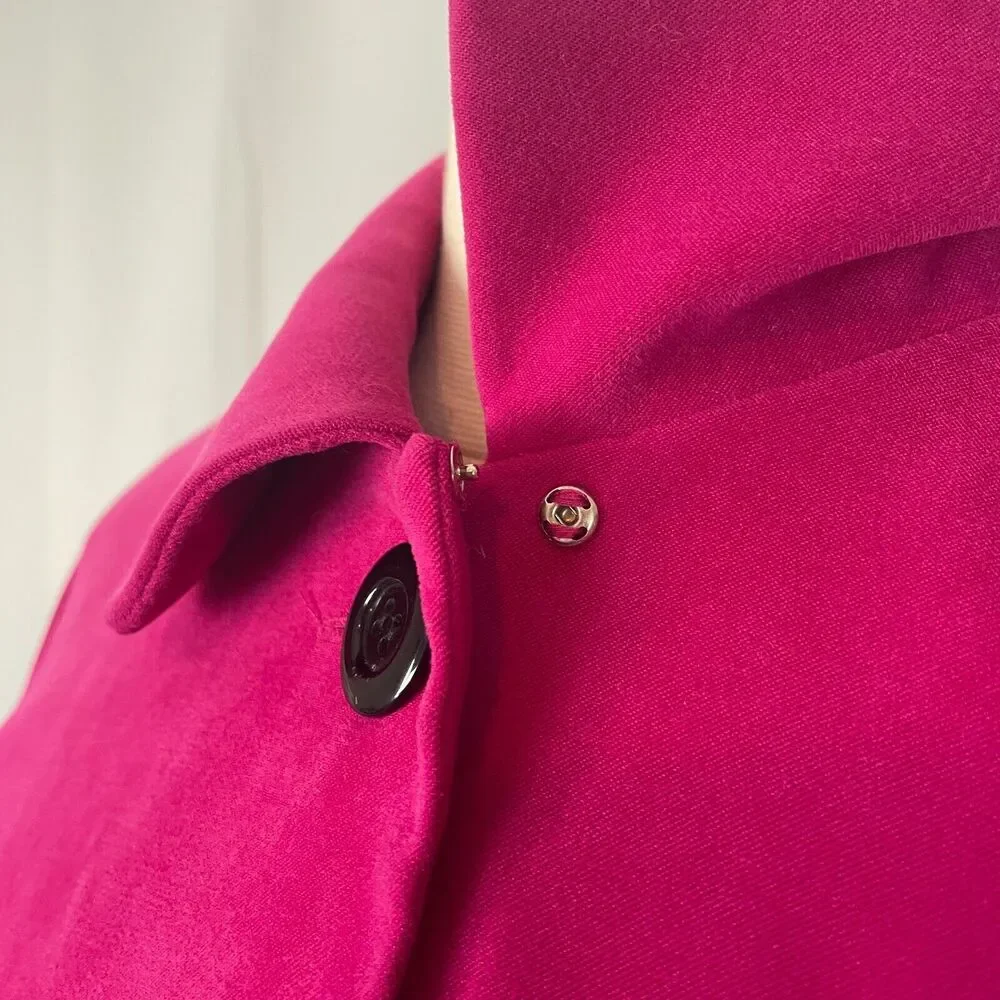 Vintage Blazer Jacket Womens Size 14 Hot Pink Black Stripe Cropped Suede 90s Y2K